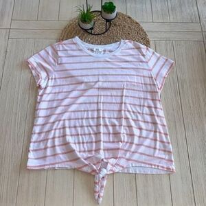 1901 pink & white striped t-shirt size large EUC